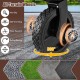 All-terrain swiveling wheel detail of the collapsible folding wagon cart, featuring a non-slip texture for enhanced.