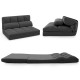 Adjustable dark gray floor sofa bed with 6-position backrest, velvet cover, and folding design for versatile use.