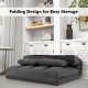 Adjustable floor sofa bed in dark gray velvet with folding design, showcasing 6-position backrest and additional.