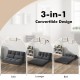 Convertible floor sofa bed in dark gray with adjustable backrest, shown in sofa, lounger, and bed positions for.