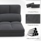 Dark gray floor sofa bed with adjustable backrest, velvet cover, and two padded pillows for versatile comfort.