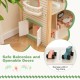 Wooden corner dollhouse playset featuring openable doors, garage with 2 toy cars, and 6 rooms for creative play.