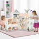 Wooden corner dollhouse playset with 6 rooms and 41 accessories, perfect for imaginative play for kids 3+.