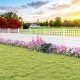 White air conditioner fence panels with metal ground stakes, ideal for gardens, porches, and pool areas.
