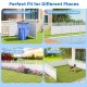 White air conditioner fence panels with metal stakes, ideal for garden, pool, or pet enclosure in various outdoor.