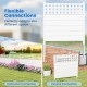 White air conditioner fence panels with metal ground stakes, adaptable for gardens and porches, featuring horizontal.