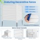 Vinyl picket fence panel in white, featuring breathable slatted surface and sturdy joints, ideal for gardens and patios.