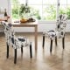 Tufted dining chair set in blue and white with curved backrest, sturdy wood legs, and adjustable anti-slip foot pads.