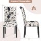 Tufted dining chair set in blue and white with curved backrest, adjustable foot pads, and sturdy wood legs for.