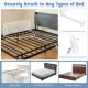 Foldable bed rail in white with T-shaped legs, adjustable straps, and soft padding for toddler safety and stability.