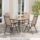 Folding patio dining chair featuring a 27.5" high backrest and durable metal frame, ideal for backyard or camping use.