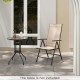Folding patio dining chair with 7-level adjustable backrest, breathable fabric, perfect for garden or poolside use.