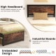 Twin size metal bed frame with high headboard and industrial boards, featuring embedded design and mute bars for.