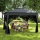 Gray 11 x 11 ft pop-up gazebo with mesh netting, featuring a double roof and stable frame for outdoor gatherings.
