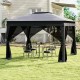 11x11 FT gray pop-up gazebo with mesh netting, featuring a double roof and detachable sidewalls for outdoor events.