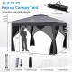 11 x 11 FT gray pop-up gazebo with mesh netting, adjustable height, ideal for camping, picnics, and parties.