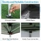 Sturdy construction details of the 11 X 11 FT pop-up gazebo, featuring ground stakes, wind ropes, and pinch-free push.