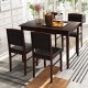 5-piece dining set featuring a brown veneered MDF table and 4 padded chairs with rubber wood legs for small dining.