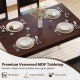Brown veneered MDF tabletop with natural wood grain, part of a 5-piece dining set for small dining rooms.
