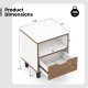 Nightstand dimensions showing a white design with a drawer and open shelf, ideal for bedroom or living room use.