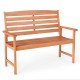 2-person wooden garden bench with slatted backrest and armrests, designed for comfort and stability in outdoor settings.