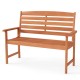2-person wooden garden bench with slatted backrest and armrests, ideal for patio or backyard seating.