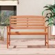 Two-person wooden garden bench with slatted backrest and armrests, perfect for patio or backyard relaxation.
