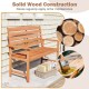 2-person wooden garden bench with slatted backrest, solid wood construction, ideal for patio and backyard use.