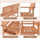 Wooden garden bench featuring a slatted backrest, curved seat, and comfortable armrests, perfect for outdoor relaxation.