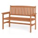 Comfortable 2-person patio loveseat with solid wood construction and slatted backrest, perfect for cozy outdoor.