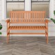 Single view of the 2-person patio loveseat crafted from premium solid wood, featuring a slatted design for outdoor.