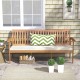 Outdoor 3-seat wood bench with soft cushion, made of acacia wood, perfect for garden or backyard relaxation.