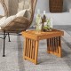 Patio foldable side table made of acacia wood with slatted tabletop, perfect for backyard or poolside use.