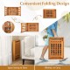 Patio foldable side table with slatted tabletop, lightweight acacia wood design, perfect for backyard and poolside use.