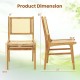 Rattan dining chair dimensions showcasing natural cane backrest and teak wood frame for stylish and durable seating.