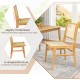 Rattan dining chair with natural cane backrest and teak wood frame, featuring a slightly tilted backrest for comfort.