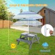 Kids picnic table set with a large adjustable sunproof and rainproof umbrella, perfect for outdoor play and activities.