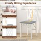 Folding wooden dining chair with soft padded seat, curved backrest, and X-shaped hollowed design for comfort and style.