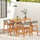 5-piece patio counter height bar set featuring solid acacia wood and 4 cushioned barstools, perfect for outdoor.