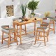 Counter height bar table from a 5-piece patio set, crafted from solid acacia wood, ideal for outdoor dining and.