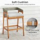Cushioned barstool from a 5-piece patio set featuring acacia wood and PE rattan, ideal for outdoor gatherings.
