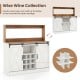 Farmhouse coffee bar cabinet with sliding barn doors, wine rack for 9 bottles, and open storage for kitchen essentials.