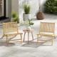Teak wood outdoor reclining chairs with comfortable backrests, perfect for patios and backyards.