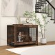 Dog crate furniture with double lockable doors and removable tray, designed as a decorative end table for versatile use.