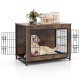 Dog crate furniture with double lockable doors, removable tray, and a durable wood finish, perfect as an end table.