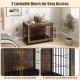Dog crate furniture with double lockable doors, removable tray, and chew-proof metal mesh wall for versatile use.