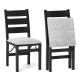 Set of 2 black folding chairs with cushioned seats and ergonomic backrests, perfect for dining and gatherings.