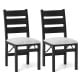 Set of 2 black modern upholstered folding chairs with comfy backrest and cushioned seat, ideal for dining and.