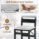 Modern upholstered folding chair with comfy backrest, black, featuring breathable linen fabric and cushioned seat for.