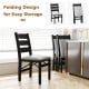 Black modern upholstered folding chair set of 2 with comfy backrest, perfect for dining rooms and easy storage.
